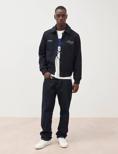Blouson col classique manches longues bleu marine homme