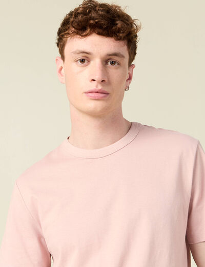 T-shirt en coton manches courtes rose pastel homme