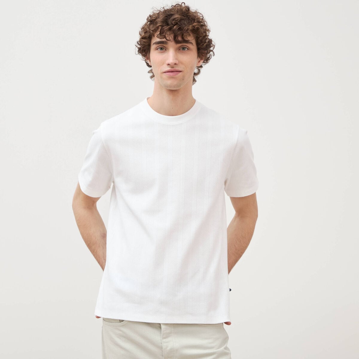 T-shirt en coton manches courtes blanc homme