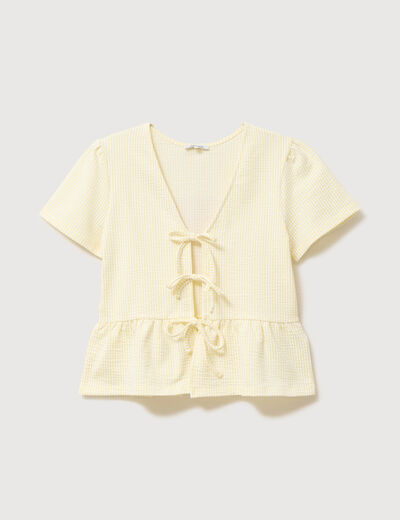 Blouse manches courtes jaune pastel femme