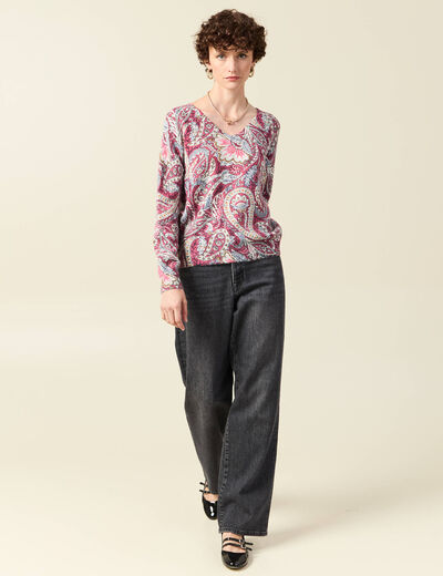 Pull manches longues vieux rose femme
