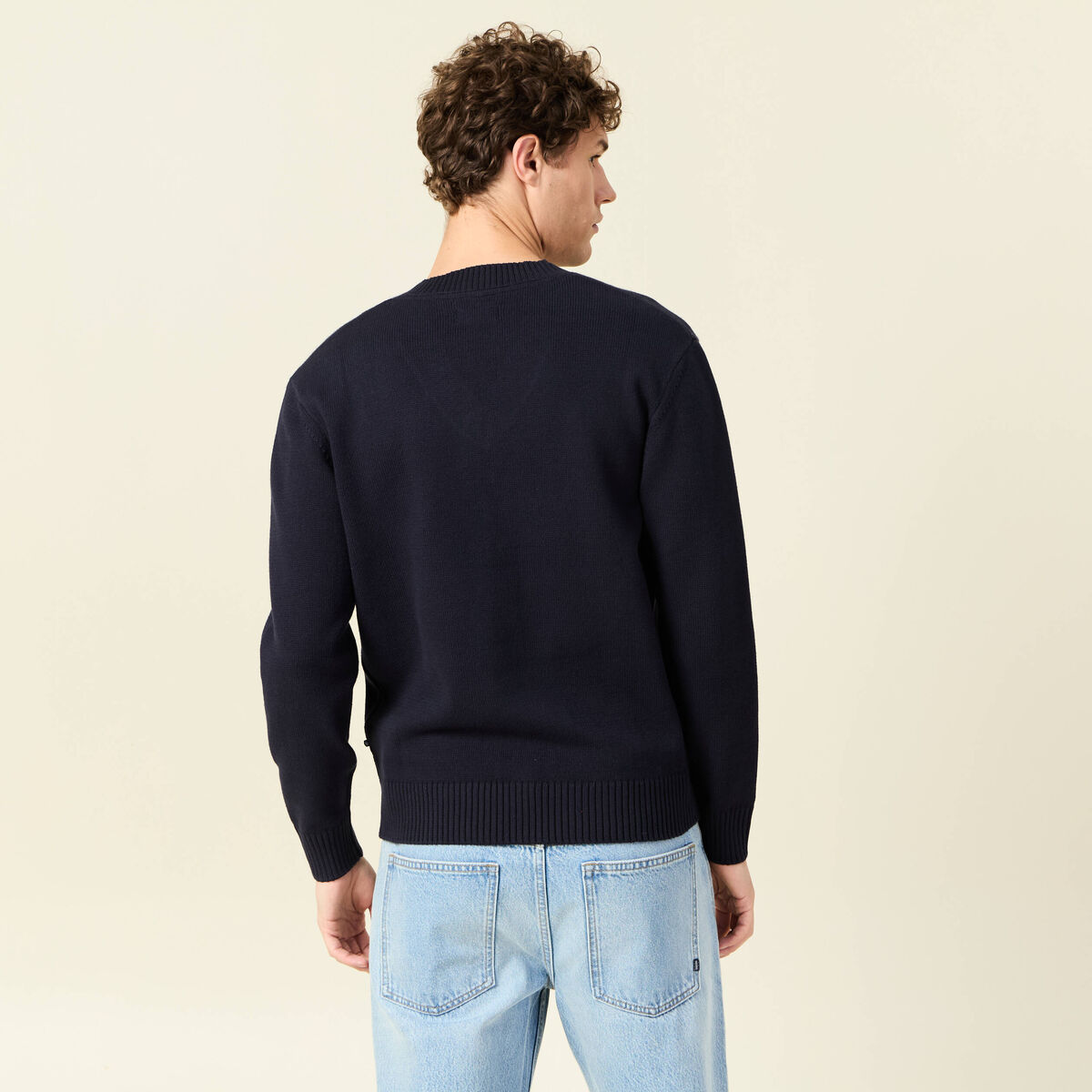 Pull éco-responsable bleu marine homme