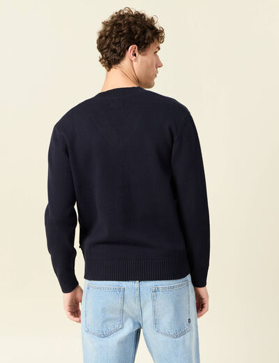 Pull éco-responsable bleu marine homme