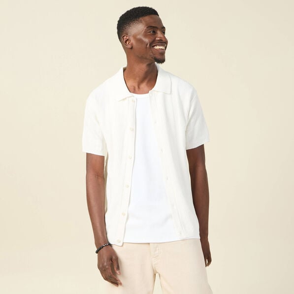 chemise manches courtes tricot ecru homme Chemise manches courtes tricot ecru homme