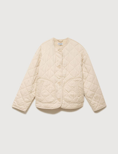 Veste oversize manches longues doubl&eacute;e creme femme