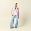 Chemise brod&eacute;e en coton manches longues ecru femme