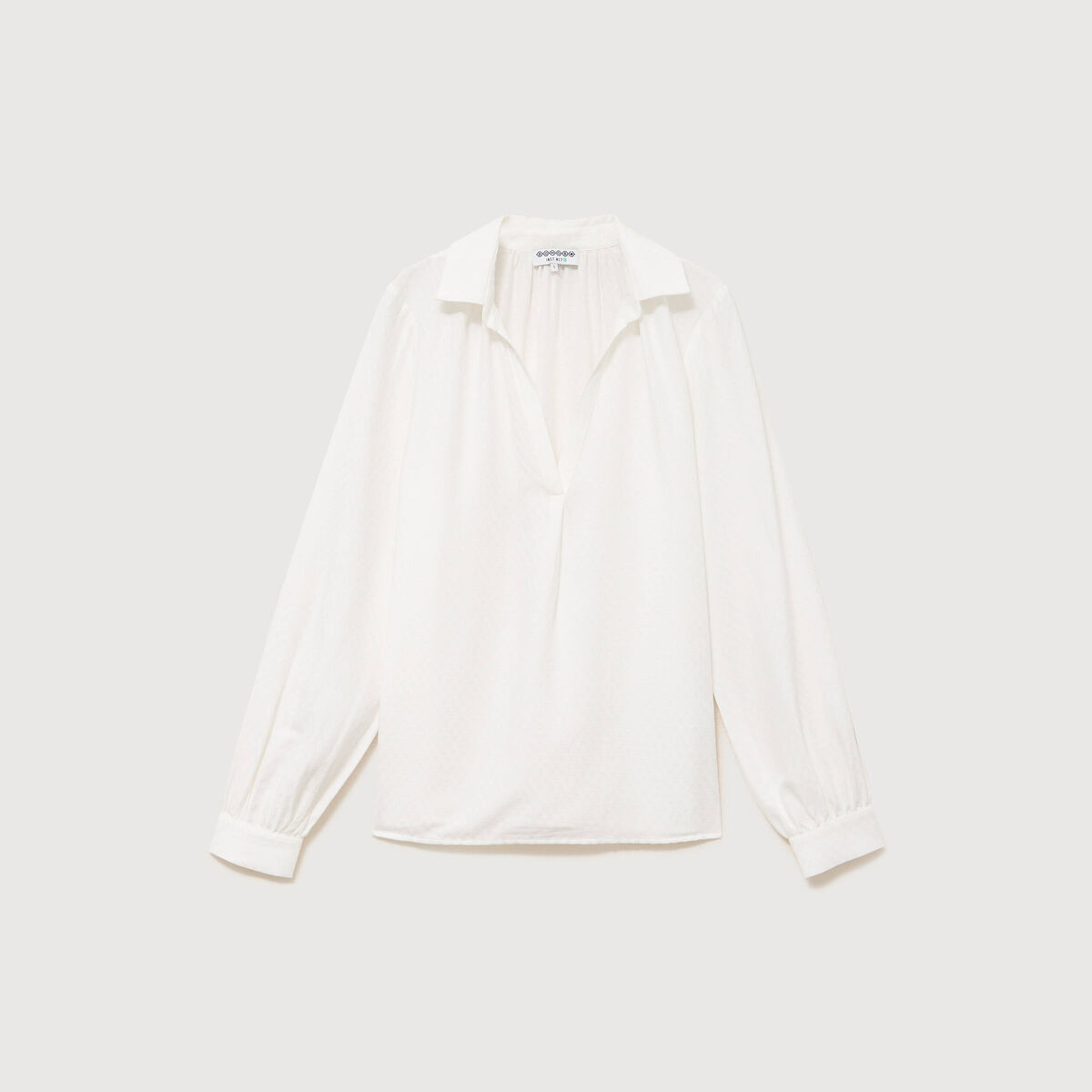 Chemise droite &agrave; manches longues ecru femme