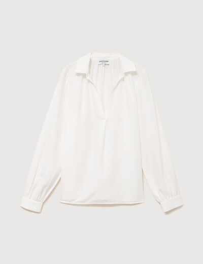 Chemise droite &agrave; manches longues ecru femme
