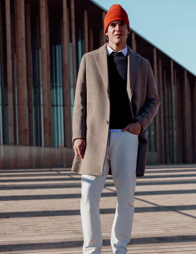 Manteau avec capuche amovible vert kaki homme