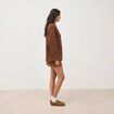 Blazer col tailleur manches longues marron fonc&eacute; femme