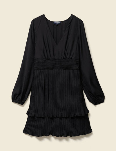 Robe patineuse courte manches longues noir femme