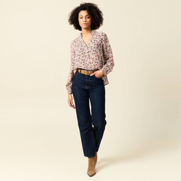 Blouse manches longues creme femme