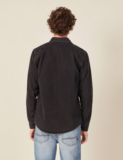 Chemise manches longues jean denim noir homme