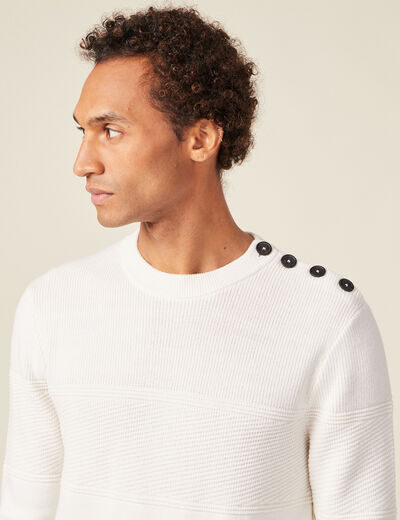Pull manches longues ecru homme