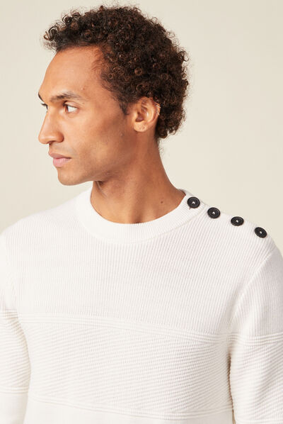 Pull manches longues ecru homme