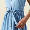 Robe longue trap&egrave;ze jean denim bleach femme