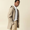 Parka longue droite &agrave; capuche taupe homme