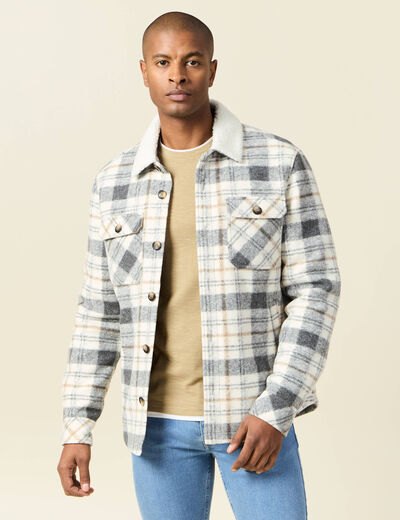 Surchemise col aviateur gris homme
