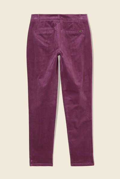 Pantalon chino velours côtelé violet femme