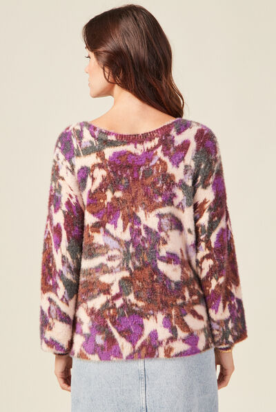 Pull manches longues violet femme