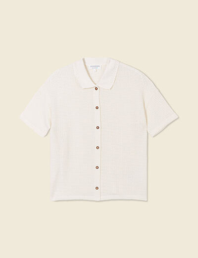 Polo manches courtes creme femme