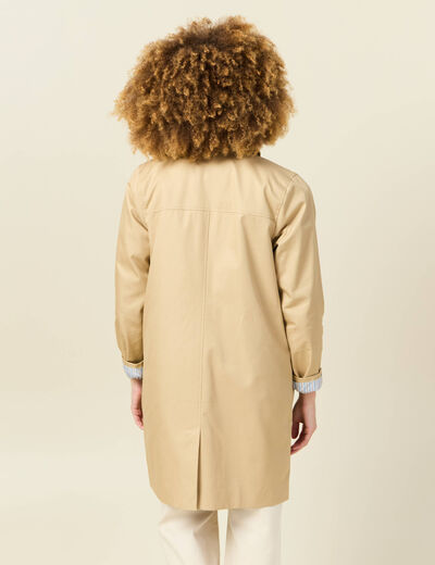 Trench long doublé beige femme