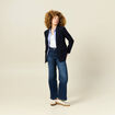 Veste blazer col ch&acirc;le bleu marine femme