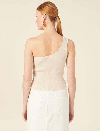 Pull asymétrique creme femme