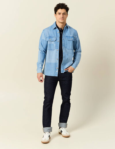 Polo manches courtes bleu marine homme