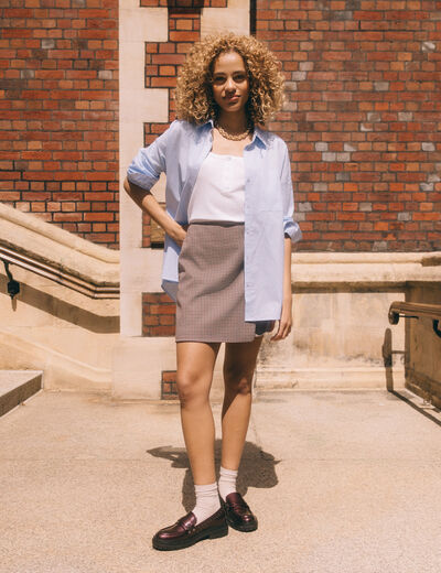 Chemise manches longues bleu ciel femme
