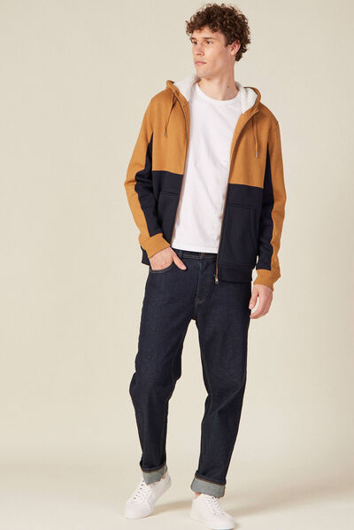 Gilet zippé doublé à capuche camel homme