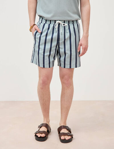 Maillot de bain ray&eacute; doubl&eacute; bleu gris homme