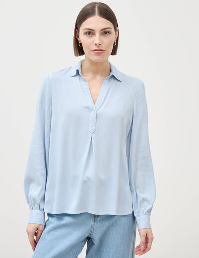 Blouse manches longues bleu femme