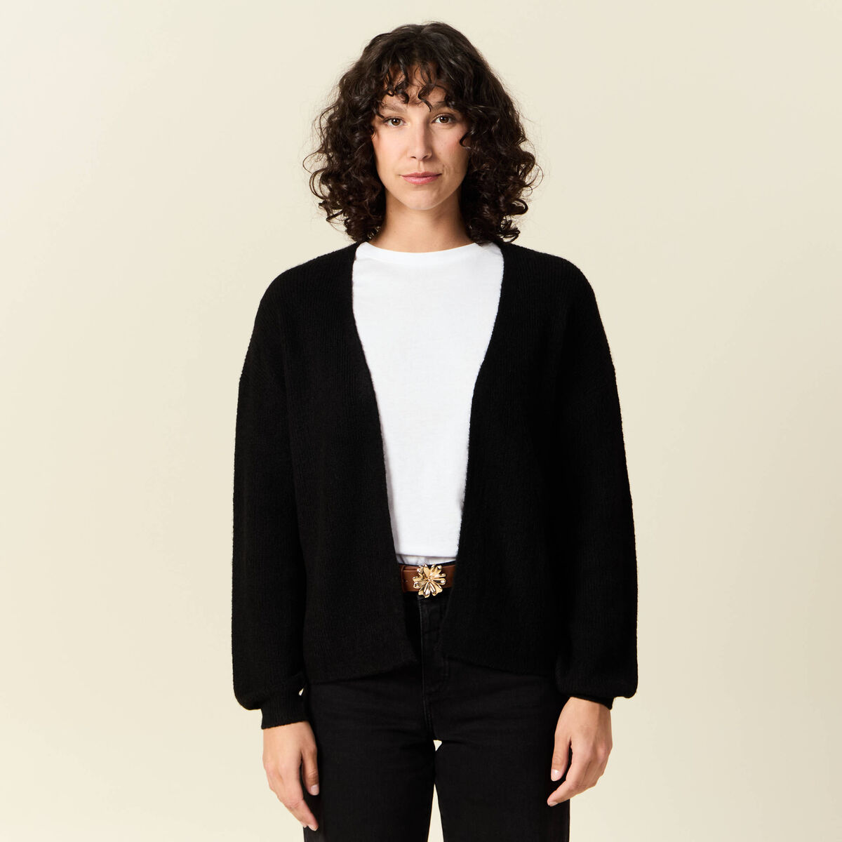 Gilet manches longues noir femme