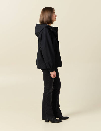 Parka oversize à capuche noir femme