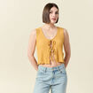 Débardeur droit cropped col rond jaune moutarde femme