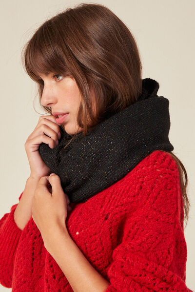 Snood fils métallisés noir femme