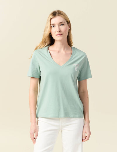 T-shirt manches courtes vert pastel femme