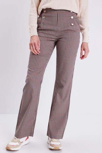 Pantalon flare avec boutons bleu marine femme