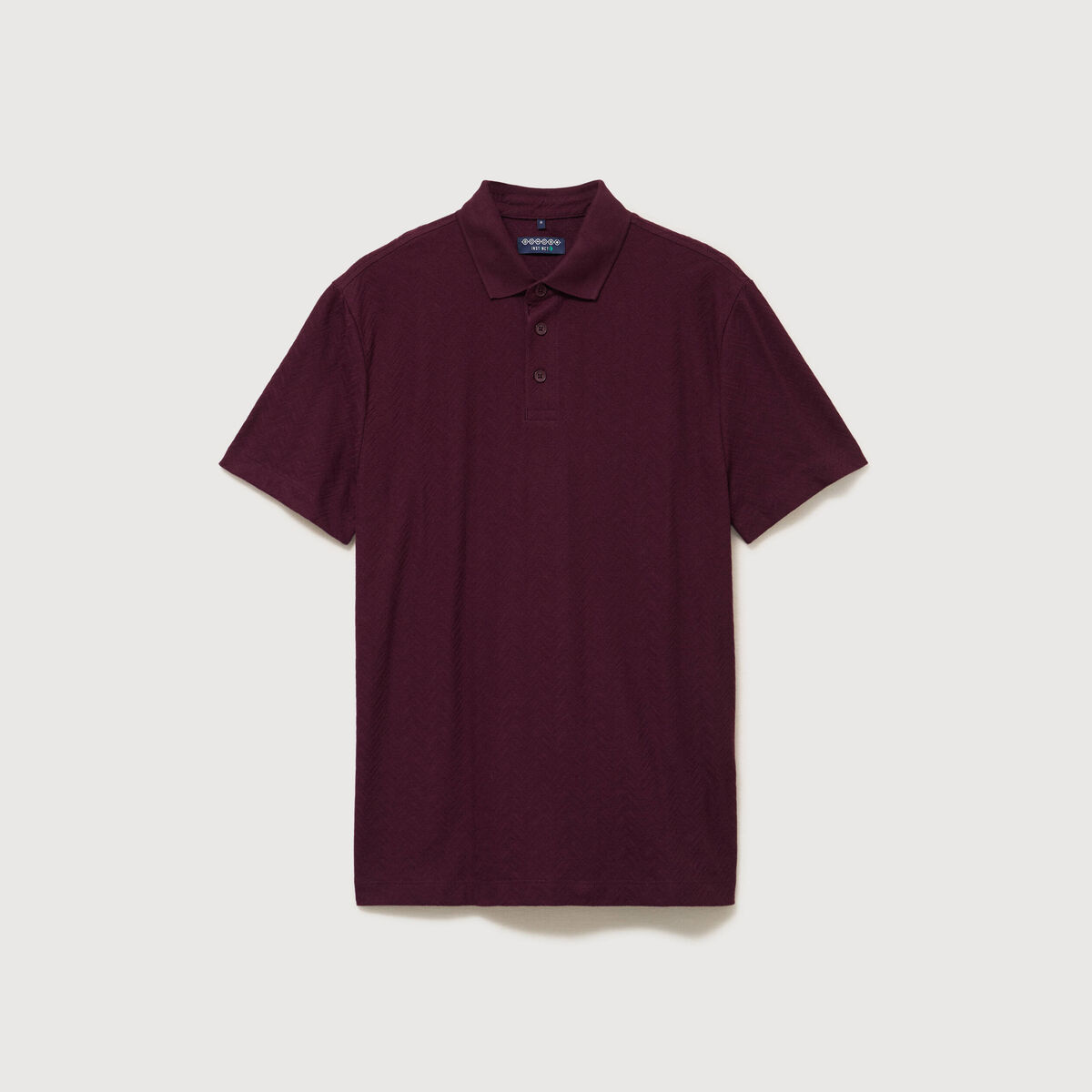 Polo droit en coton manches courtes prune homme