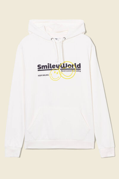 Sweat à capuche SmileyWorld ecru homme