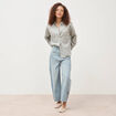 Jeans barrel taille haute 7/8&egrave;me denim bleach femme