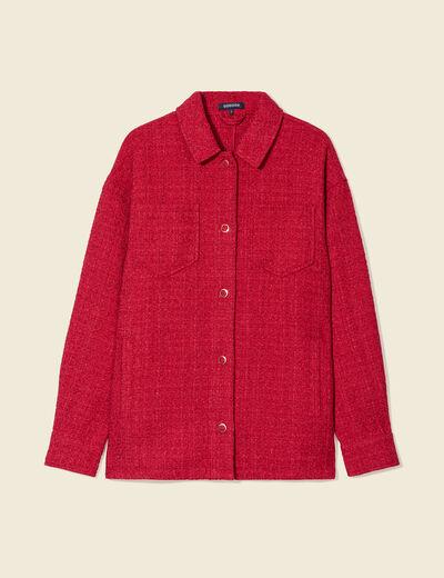Veste surchemise boutonnée rouge foncé femme