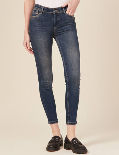 Jeans skinny push up 7/8ème denim brut femme