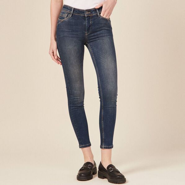 Jeans skinny push up 7/8ème denim brut femme