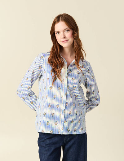 Chemise manches longues bleu ciel femme