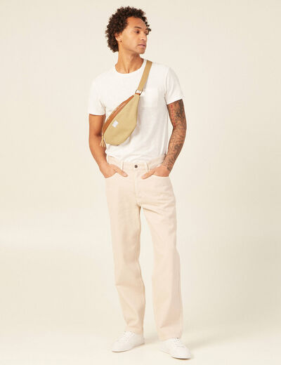 Jeans relax 5 poches denim beige homme