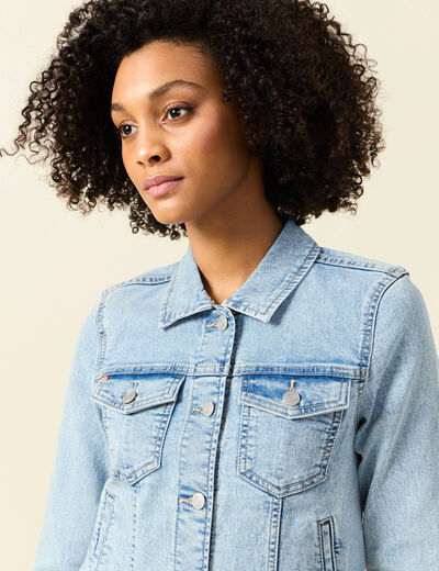 Blouson en jean denim bleach femme
