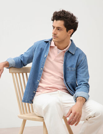 Chemise manches longues en jeans denim bleach homme