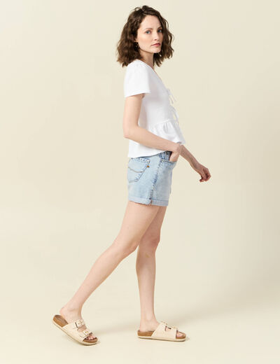 Blouse manches courtes blanc femme